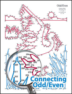 Solved Odd/Even Dot-to-Dot puzzle showing a zoomed in image.