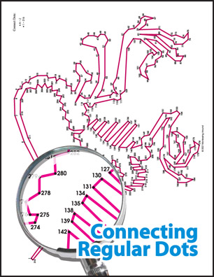Solved Regular Dot-to-Dot Puzzle showing a zoomed in image.